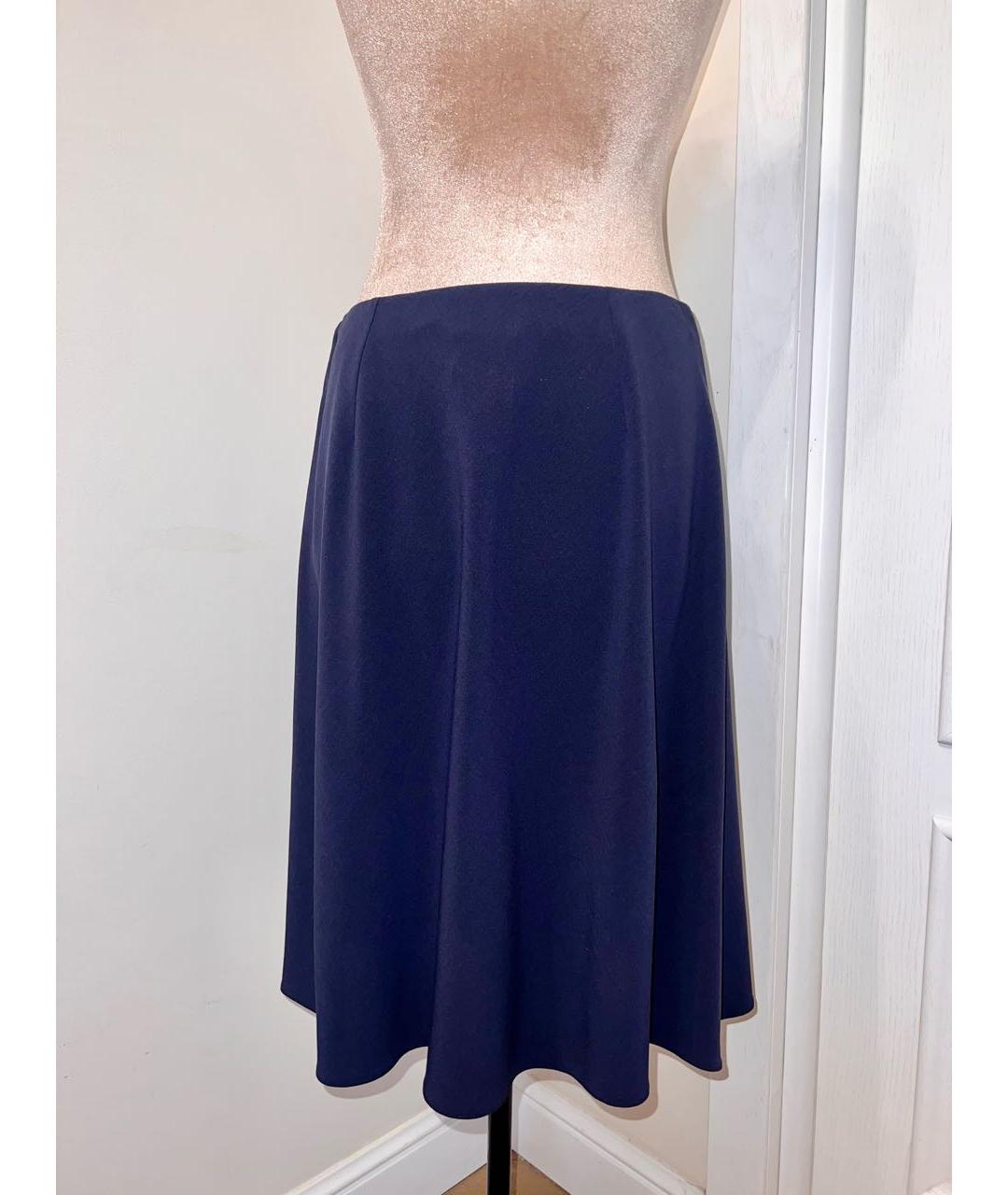 ARMANI COLLEZIONI Темно-синяя шерстяная юбка миди, фото 2