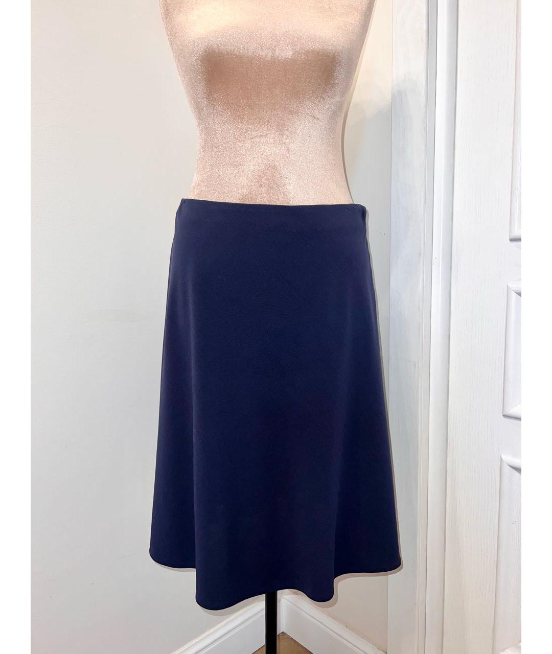 ARMANI COLLEZIONI Темно-синяя шерстяная юбка миди, фото 5