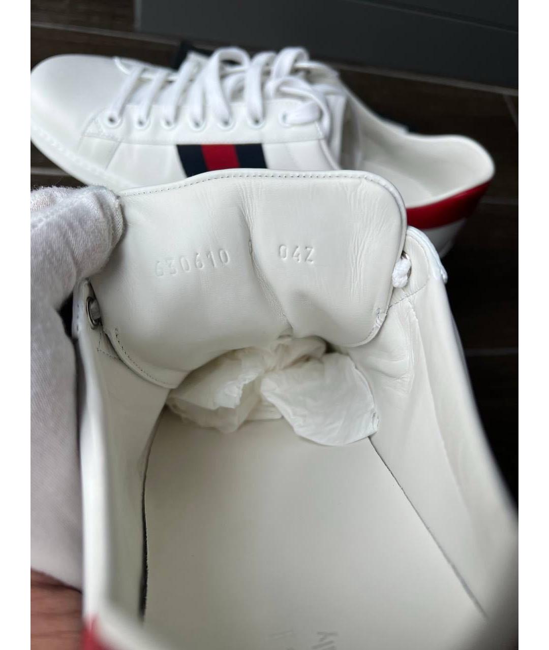 GUCCI Белые кожаные высокие кроссовки / кеды, фото 5
