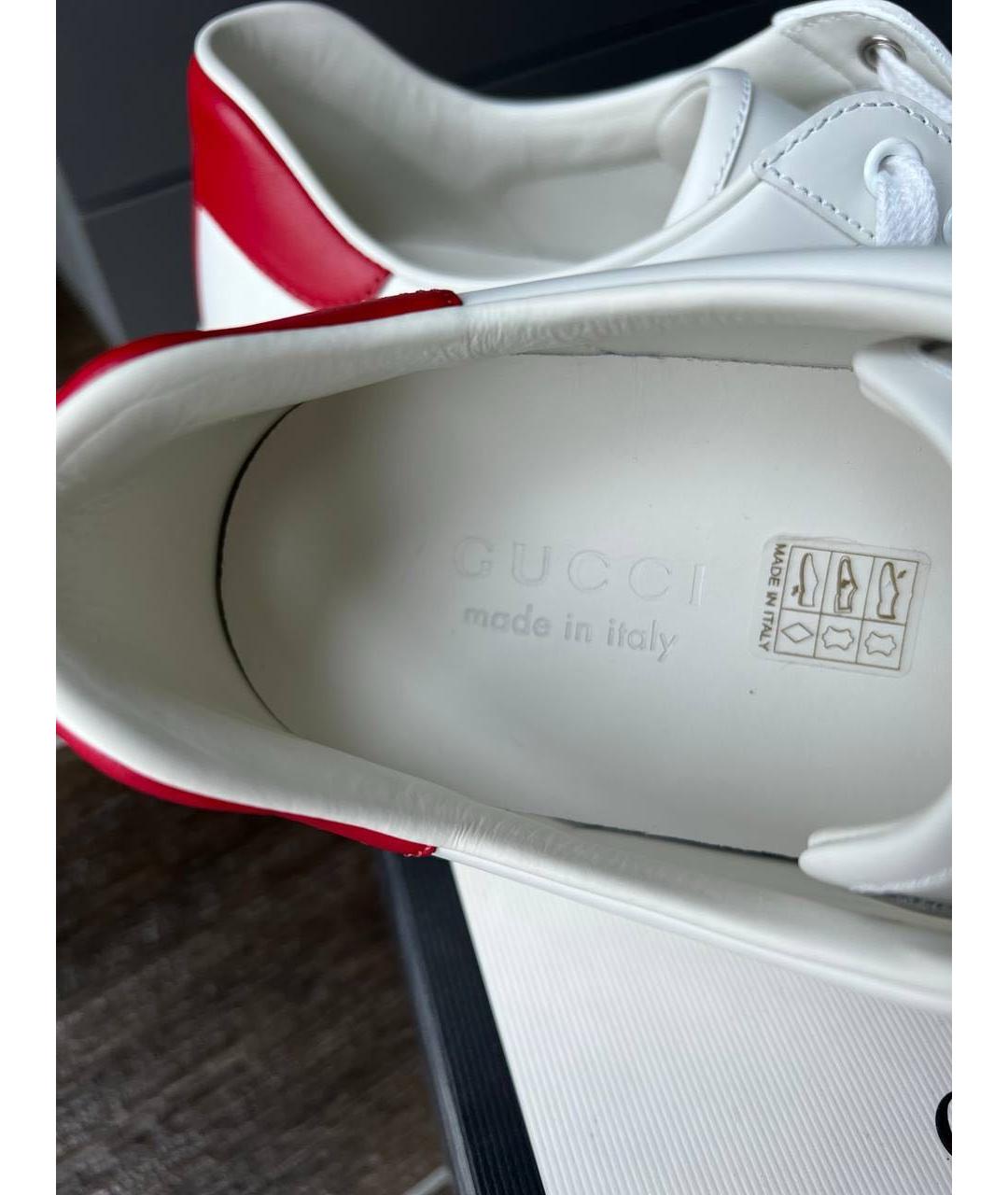 GUCCI Белые кожаные высокие кроссовки / кеды, фото 4