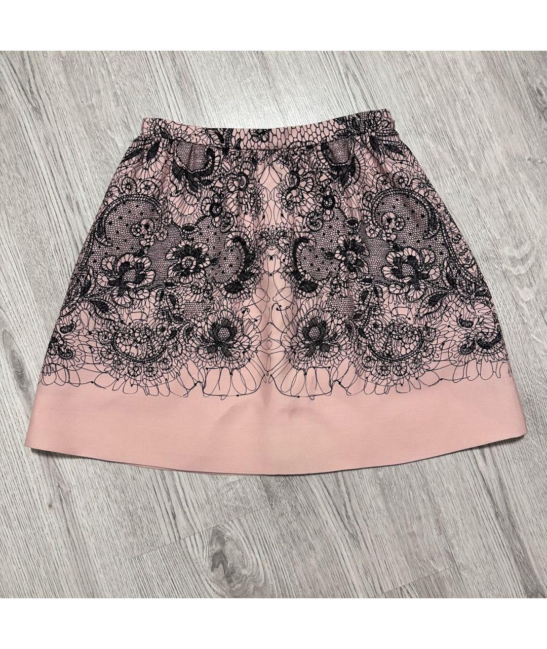 VALENTINO Розовая шерстяная юбка мини, фото 8