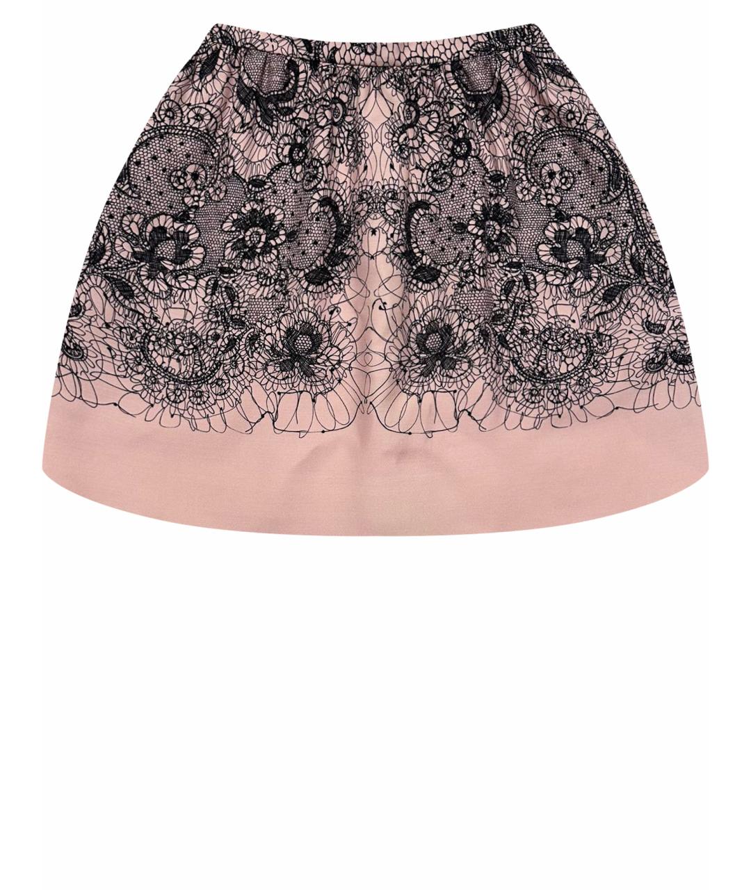 VALENTINO Розовая шерстяная юбка мини, фото 1