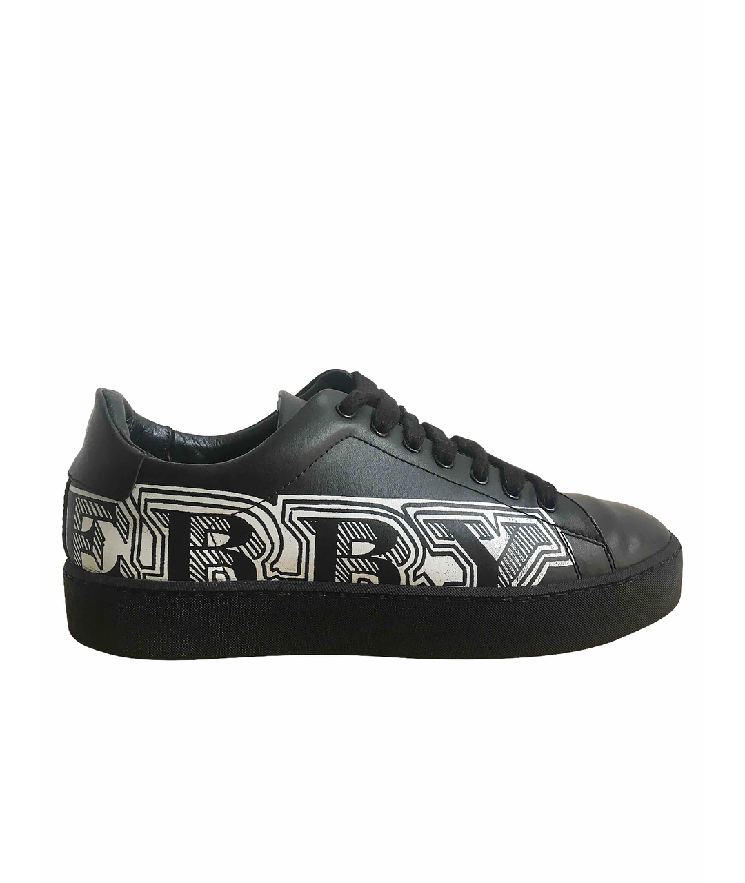 BURBERRY Черные кожаные кроссовки, фото 1