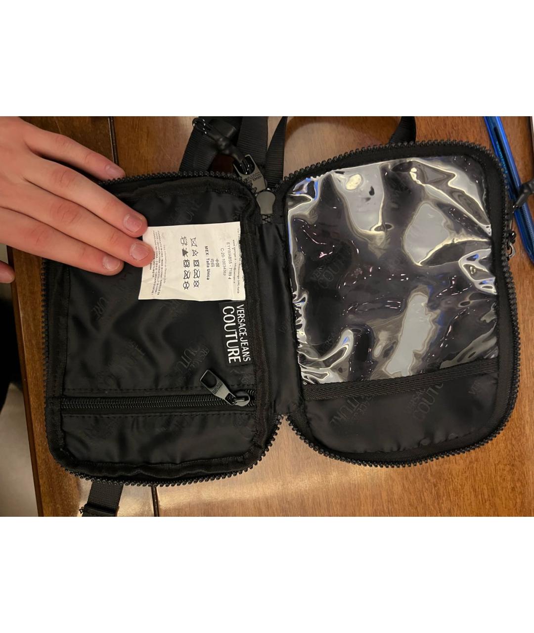 VERSACE JEANS COUTURE Черная синтетическая сумка на плечо, фото 5