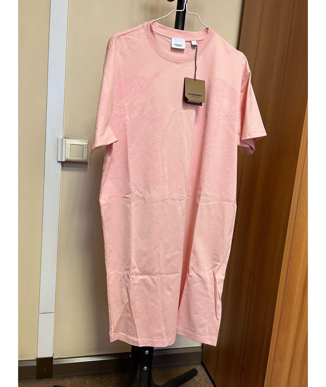 BURBERRY Розовое хлопковое повседневное платье, фото 9