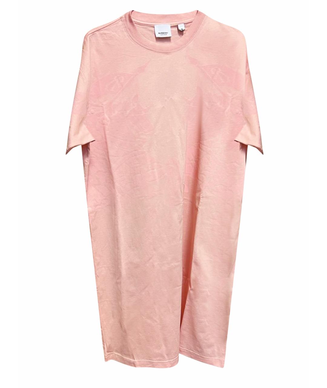 BURBERRY Розовое хлопковое повседневное платье, фото 1
