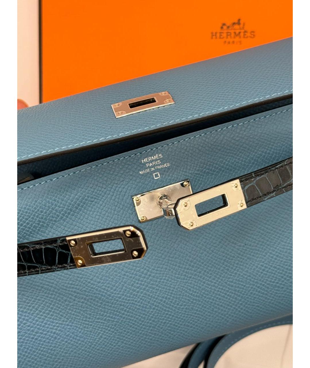 HERMES PRE-OWNED Голубая кожаная сумка через плечо, фото 2