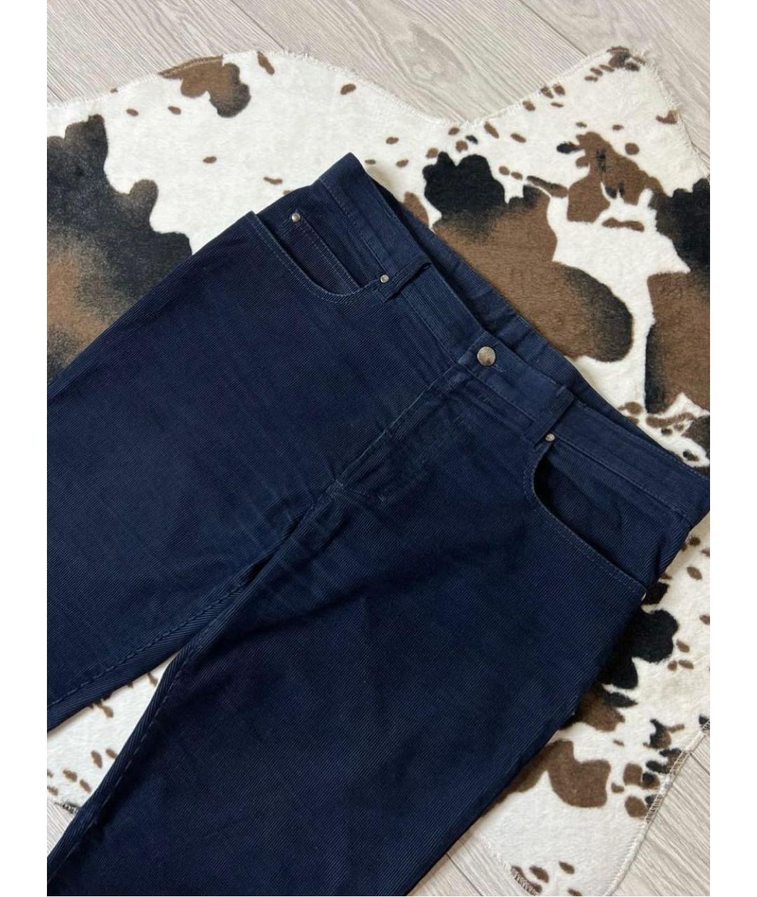 VERSACE COLLECTION Темно-синие хлопко-эластановые прямые джинсы, фото 3