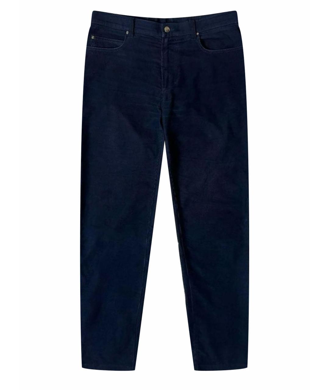VERSACE COLLECTION Темно-синие хлопко-эластановые прямые джинсы, фото 1