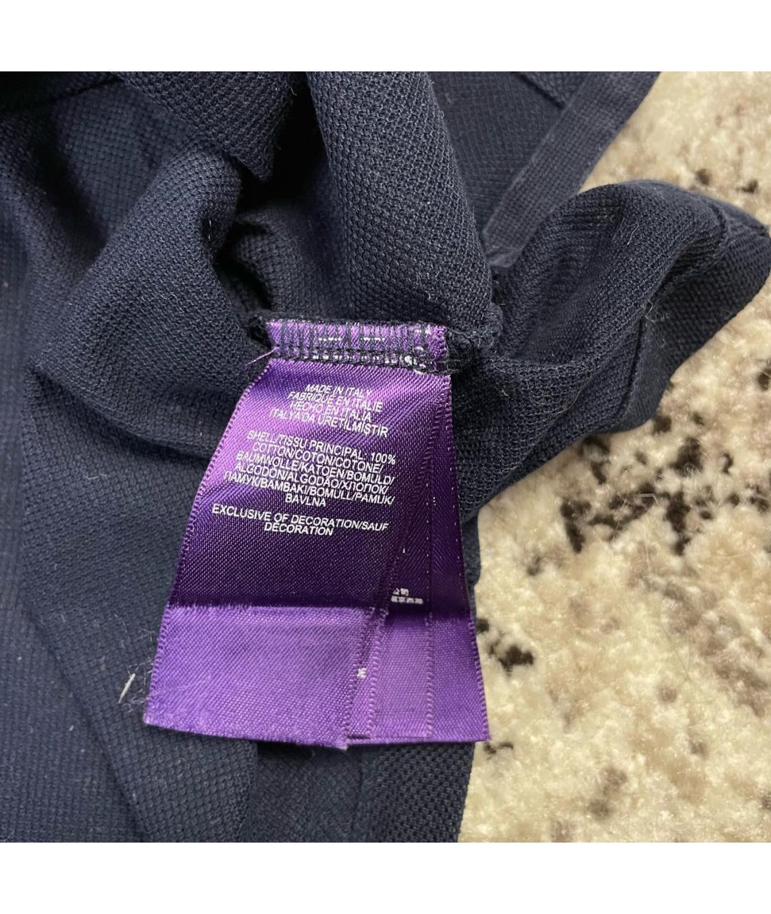 RALPH LAUREN PURPLE LABEL Темно-синее хлопковое поло с коротким рукавом, фото 8