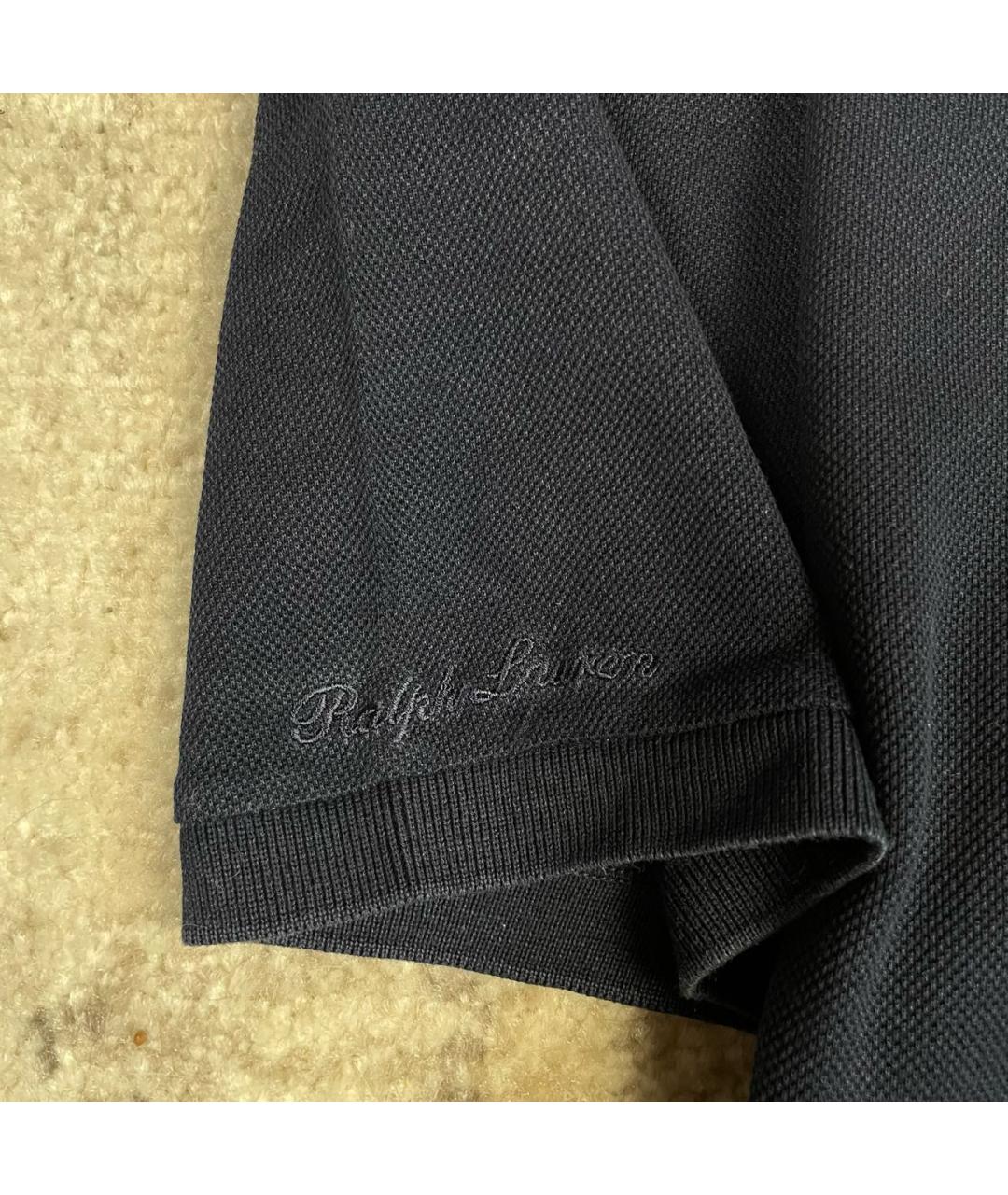 RALPH LAUREN PURPLE LABEL Темно-синее хлопковое поло с коротким рукавом, фото 5