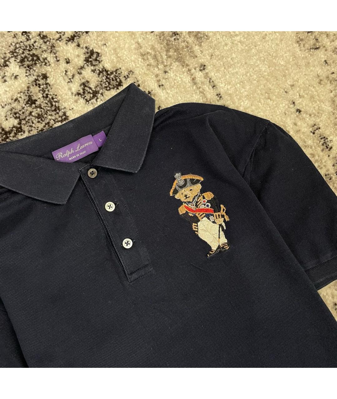 RALPH LAUREN PURPLE LABEL Темно-синее хлопковое поло с коротким рукавом, фото 2