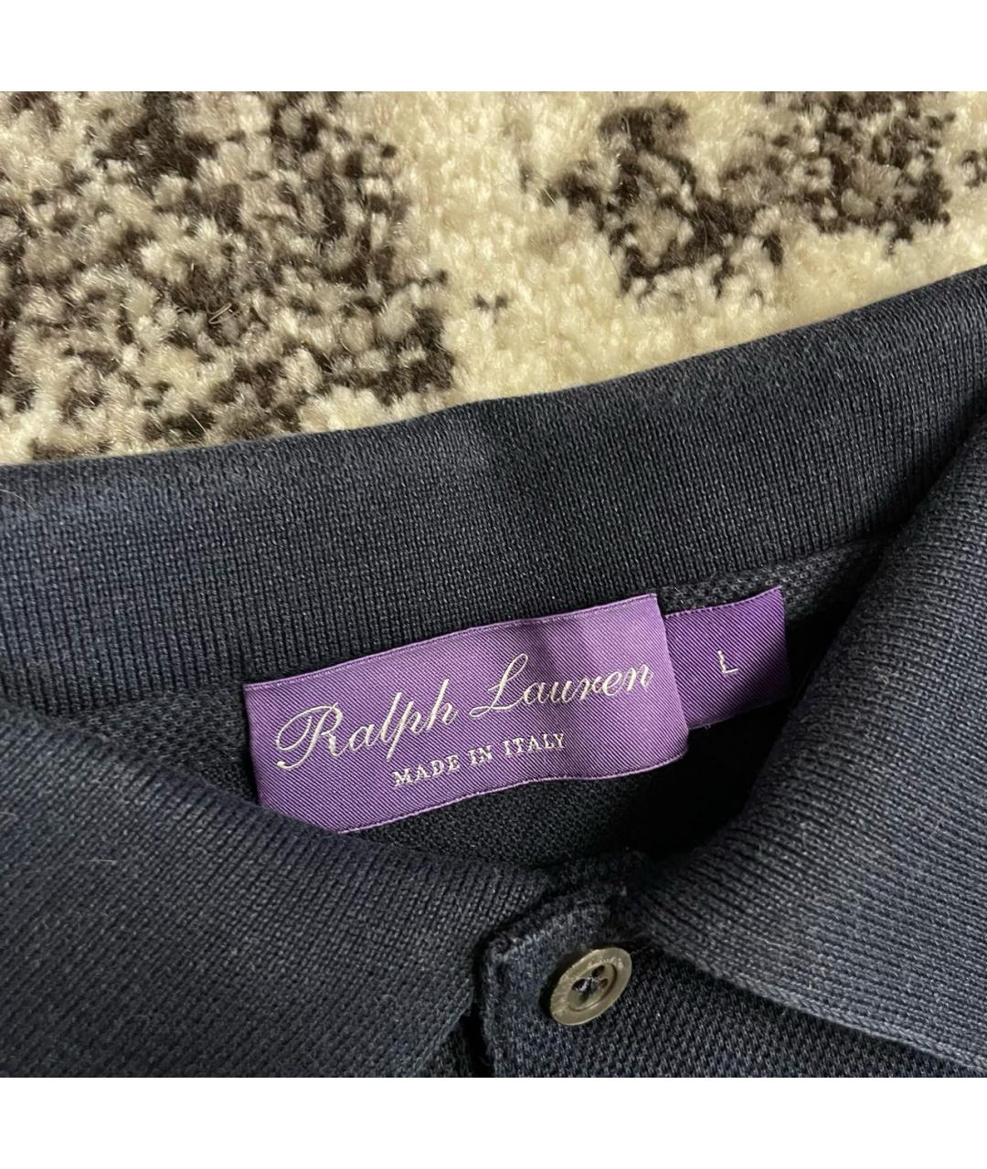 RALPH LAUREN PURPLE LABEL Темно-синее хлопковое поло с коротким рукавом, фото 6