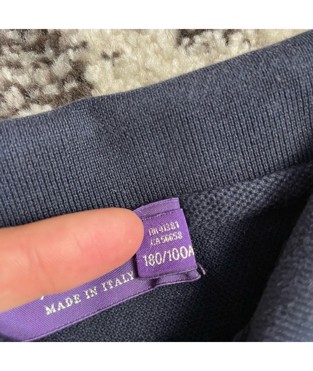 RALPH LAUREN PURPLE LABEL Темно-синее хлопковое поло с коротким рукавом, фото 7