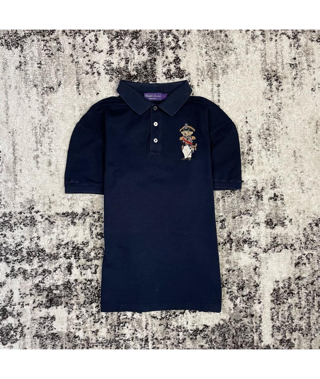 RALPH LAUREN PURPLE LABEL Темно-синее хлопковое поло с коротким рукавом, фото 9