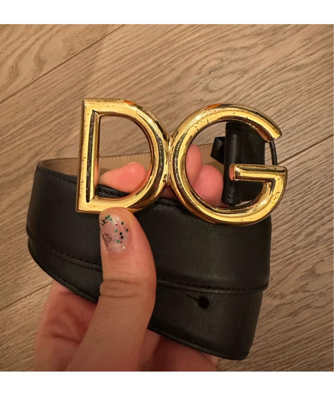 DOLCE&GABBANA Черный кожаный ремень, фото 2