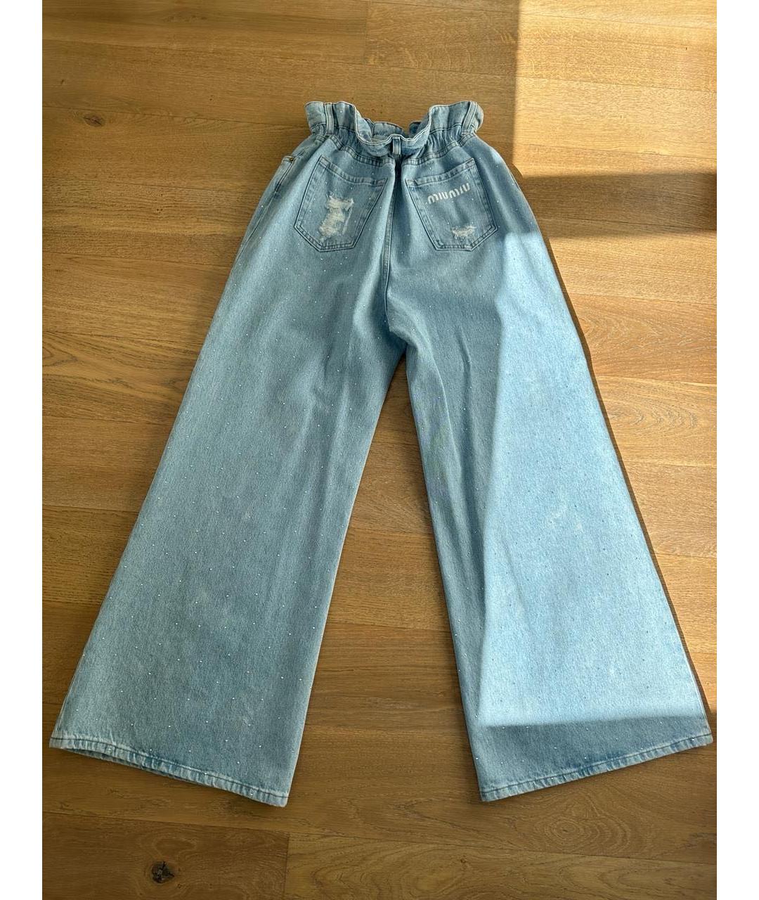 MIU MIU Голубые хлопковые джинсы клеш, фото 2