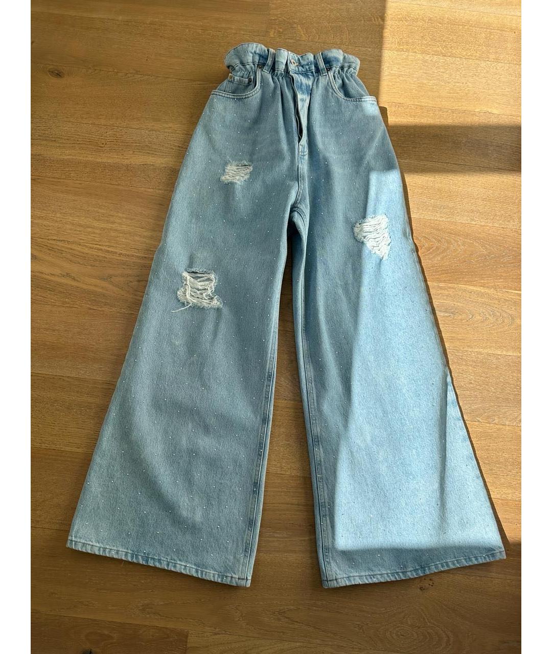 MIU MIU Голубые хлопковые джинсы клеш, фото 9