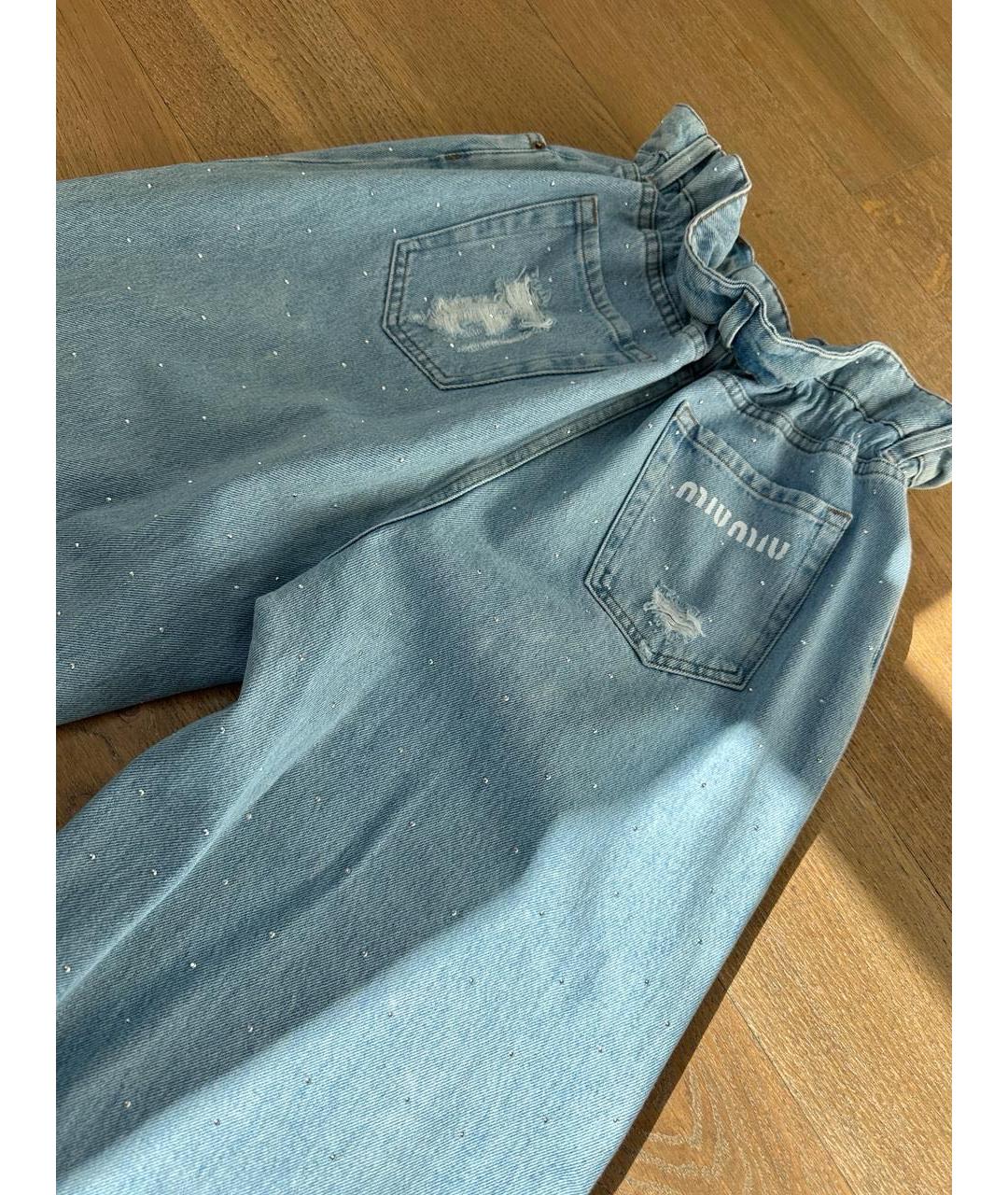 MIU MIU Голубые хлопковые джинсы клеш, фото 4