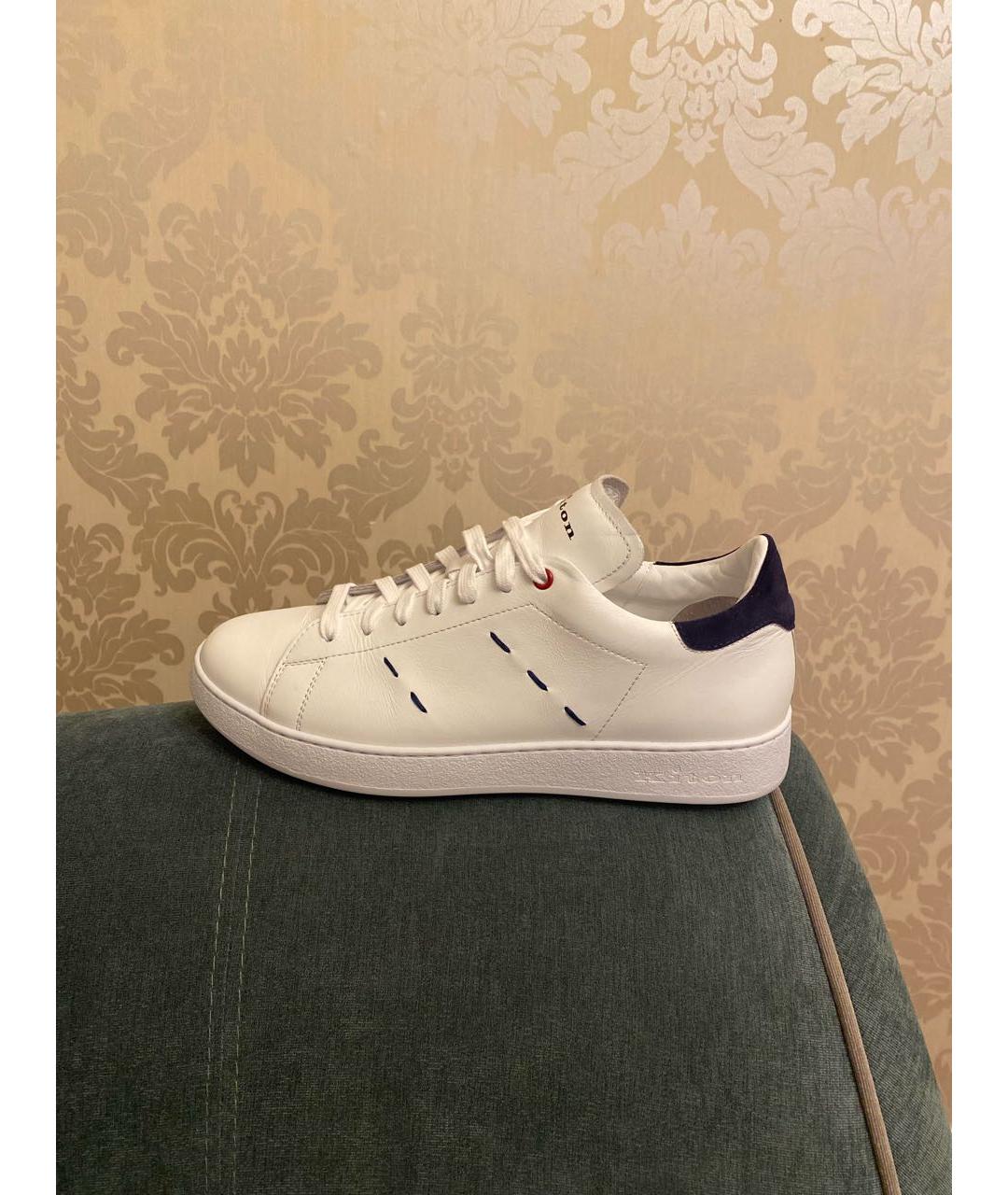 KITON Белые кожаные низкие кроссовки / кеды, фото 9