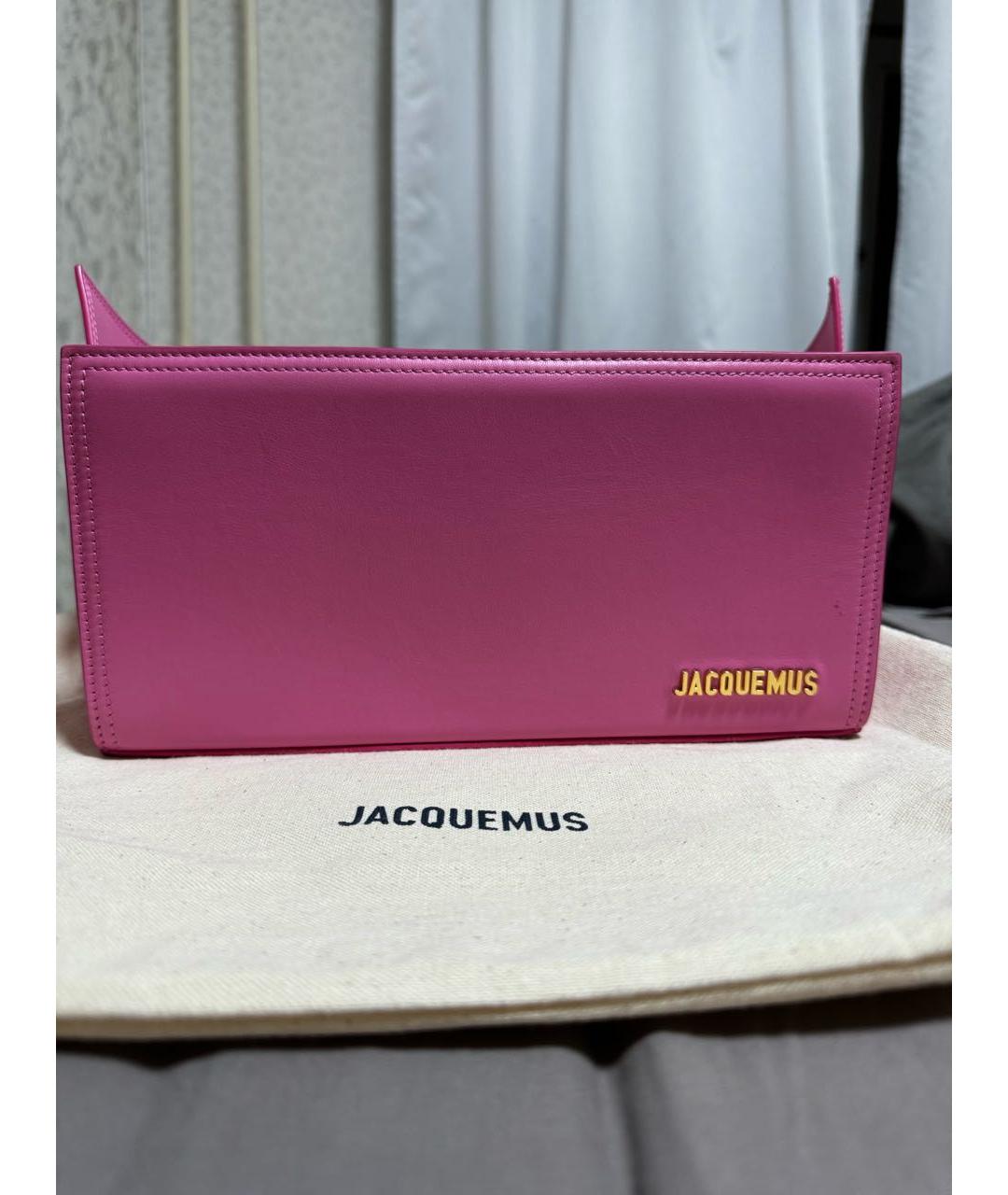 JACQUEMUS Розовая кожаная сумка через плечо, фото 5