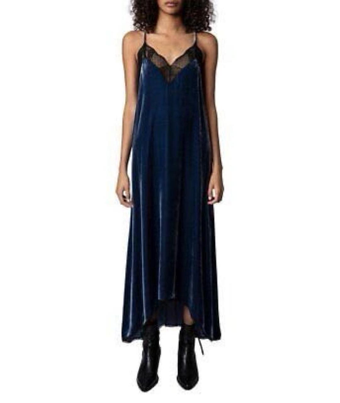 ZADIG & VOLTAIRE Темно-синее бархатное коктейльное платье, фото 2