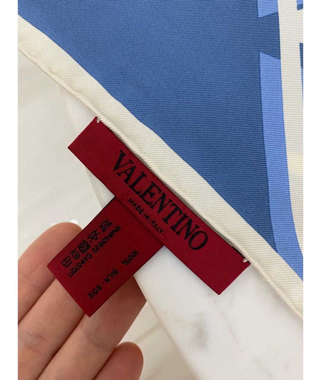 VALENTINO Голубой шелковый платок, фото 2