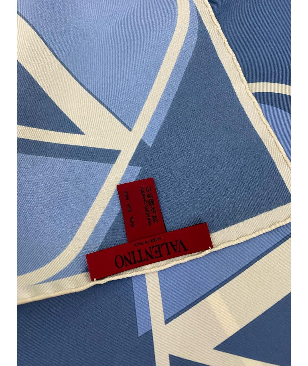 VALENTINO Голубой шелковый платок, фото 4