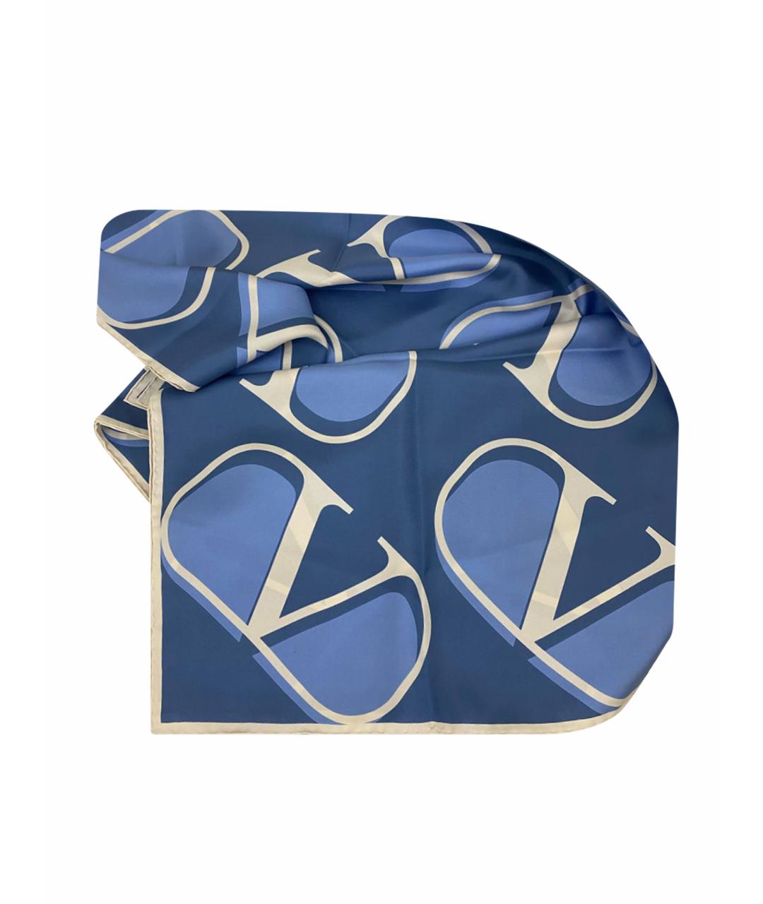 VALENTINO Голубой шелковый платок, фото 1