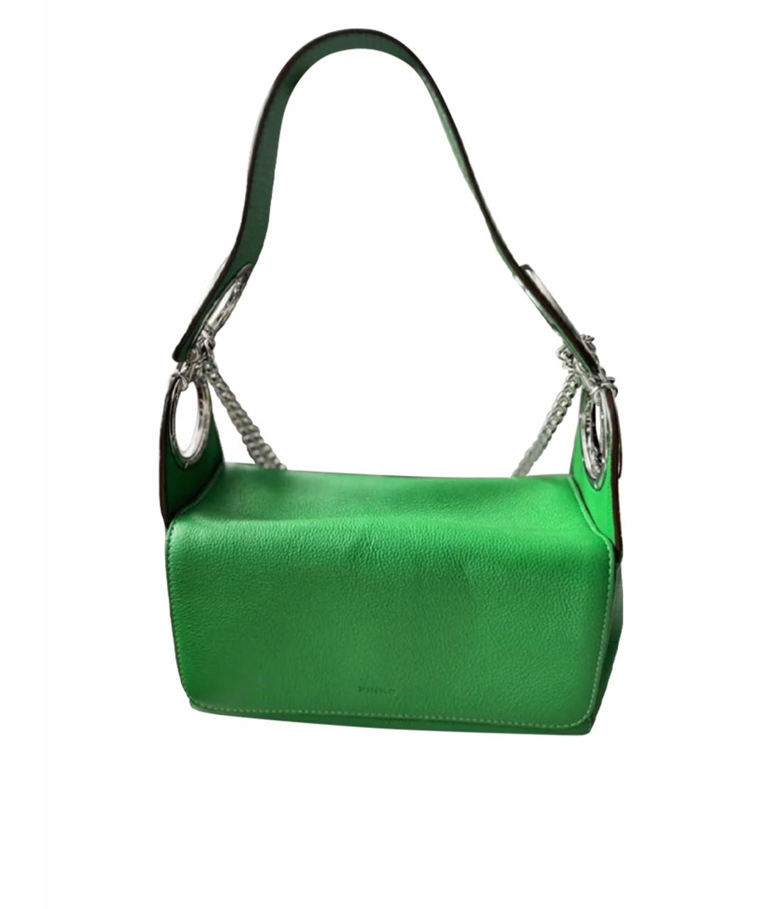 PINKO Зеленая кожаная сумка через плечо, фото 1