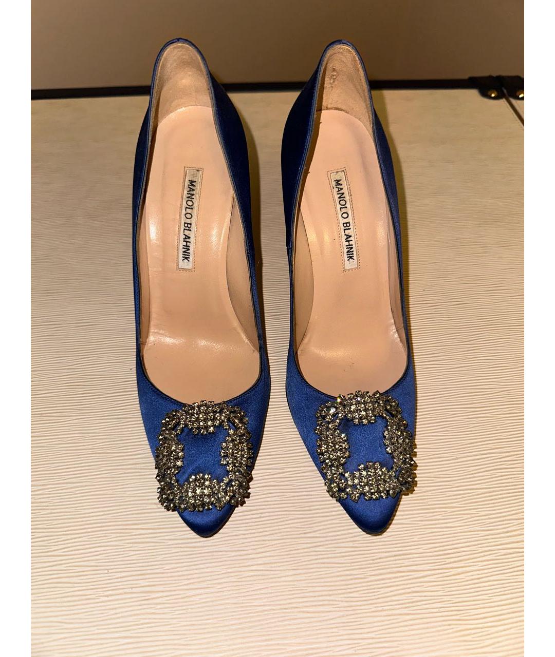 MANOLO BLAHNIK Синие текстильные туфли, фото 2