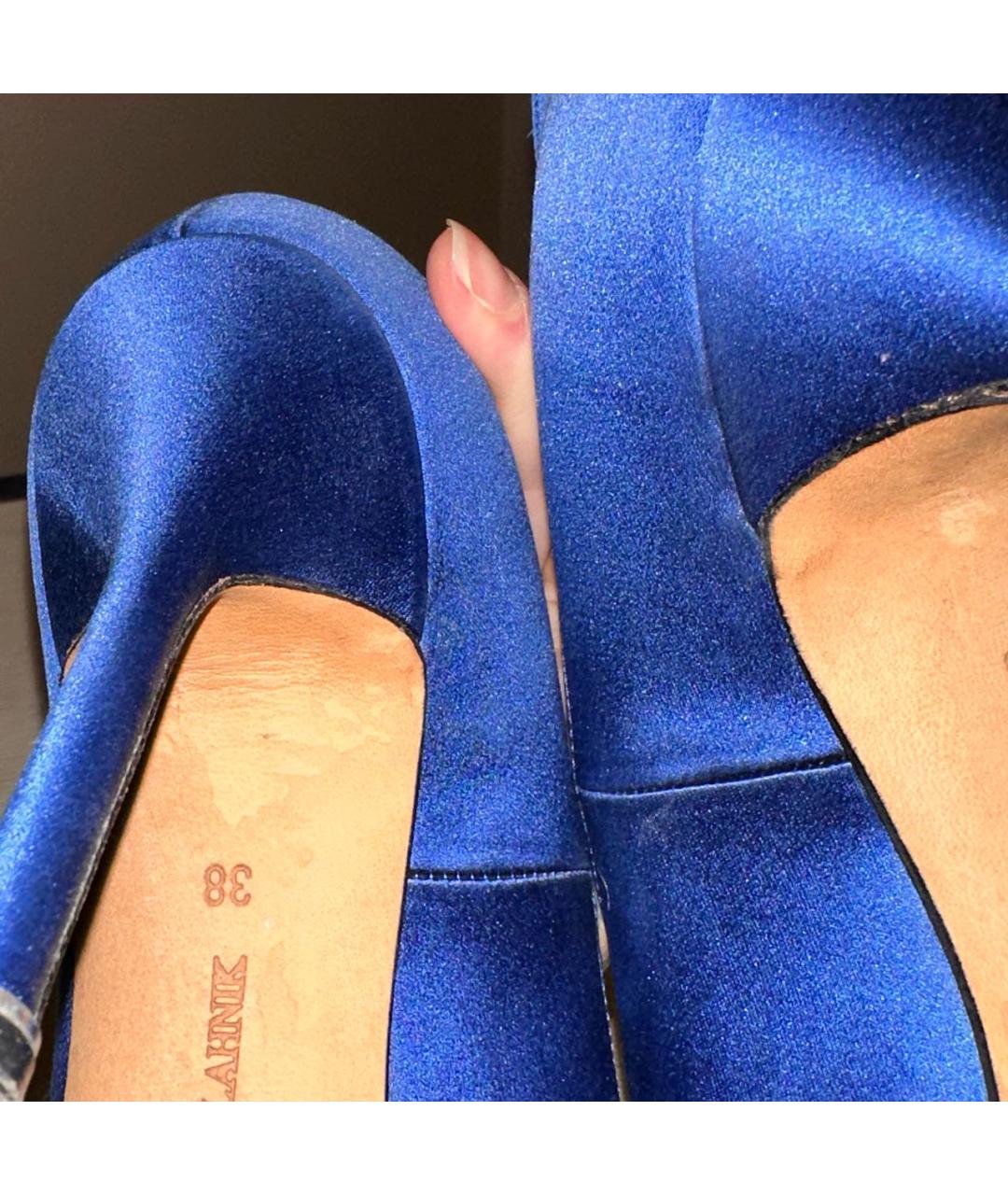 MANOLO BLAHNIK Синие текстильные туфли, фото 4