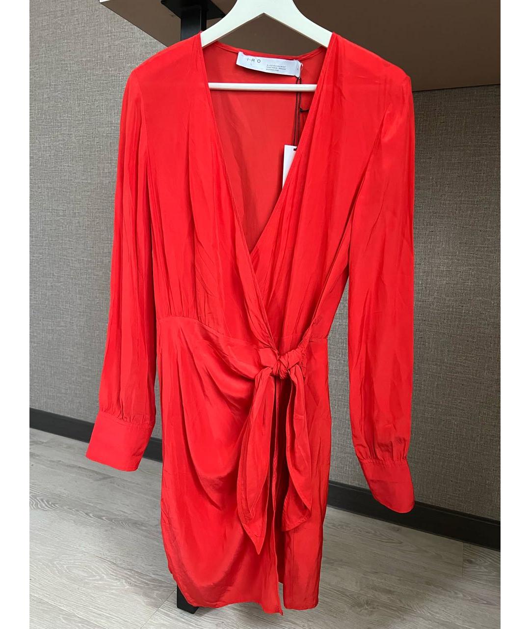 IRO Красное вискозное коктейльное платье, фото 8