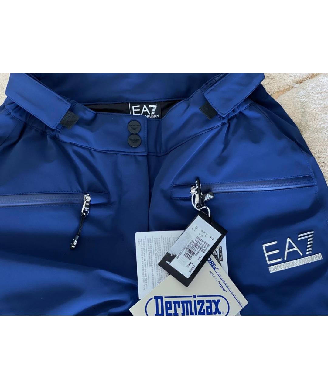EA7 Синие полиэстеровые спортивные брюки и шорты, фото 4