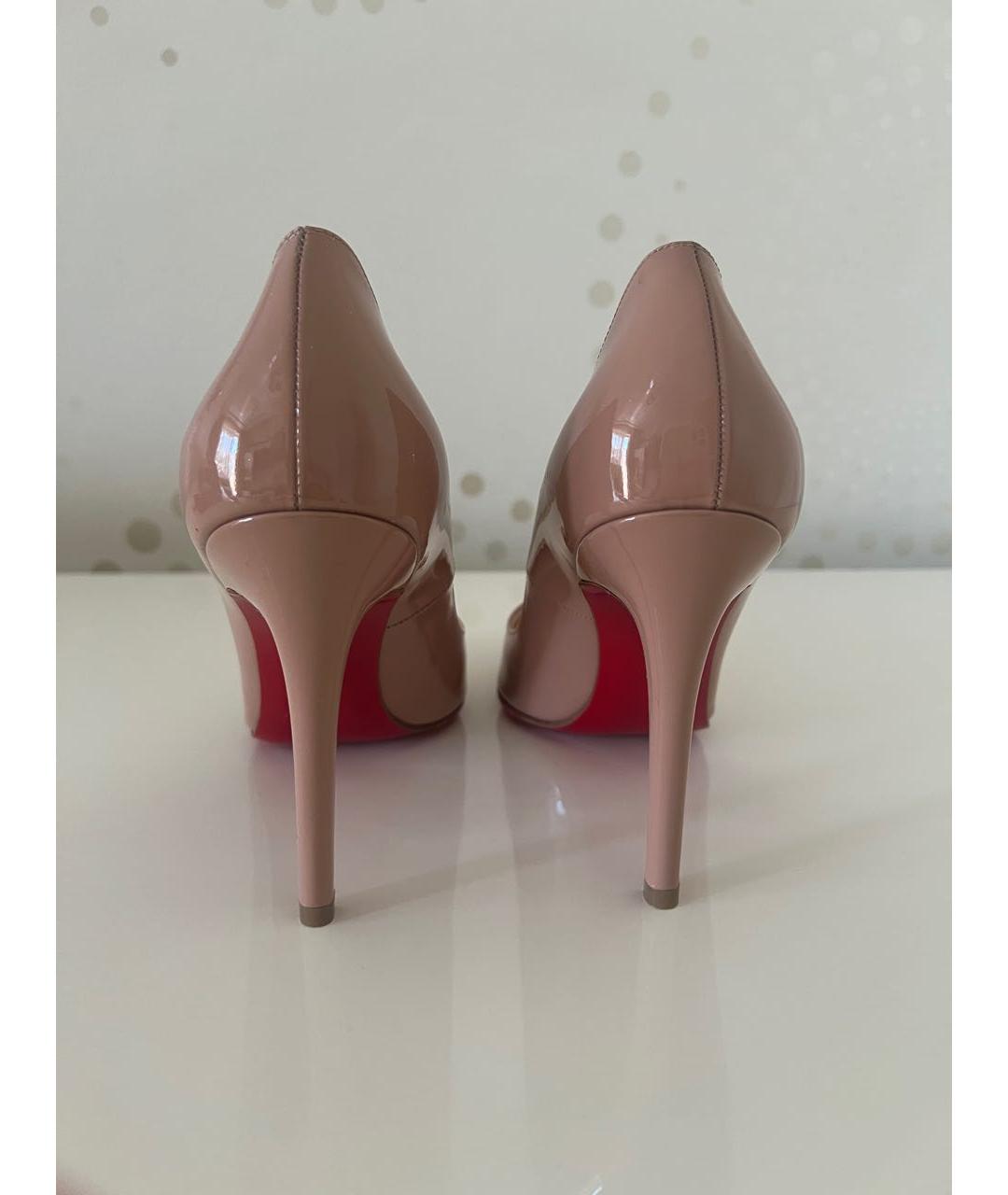 CHRISTIAN LOUBOUTIN Бежевые кожаные туфли, фото 4