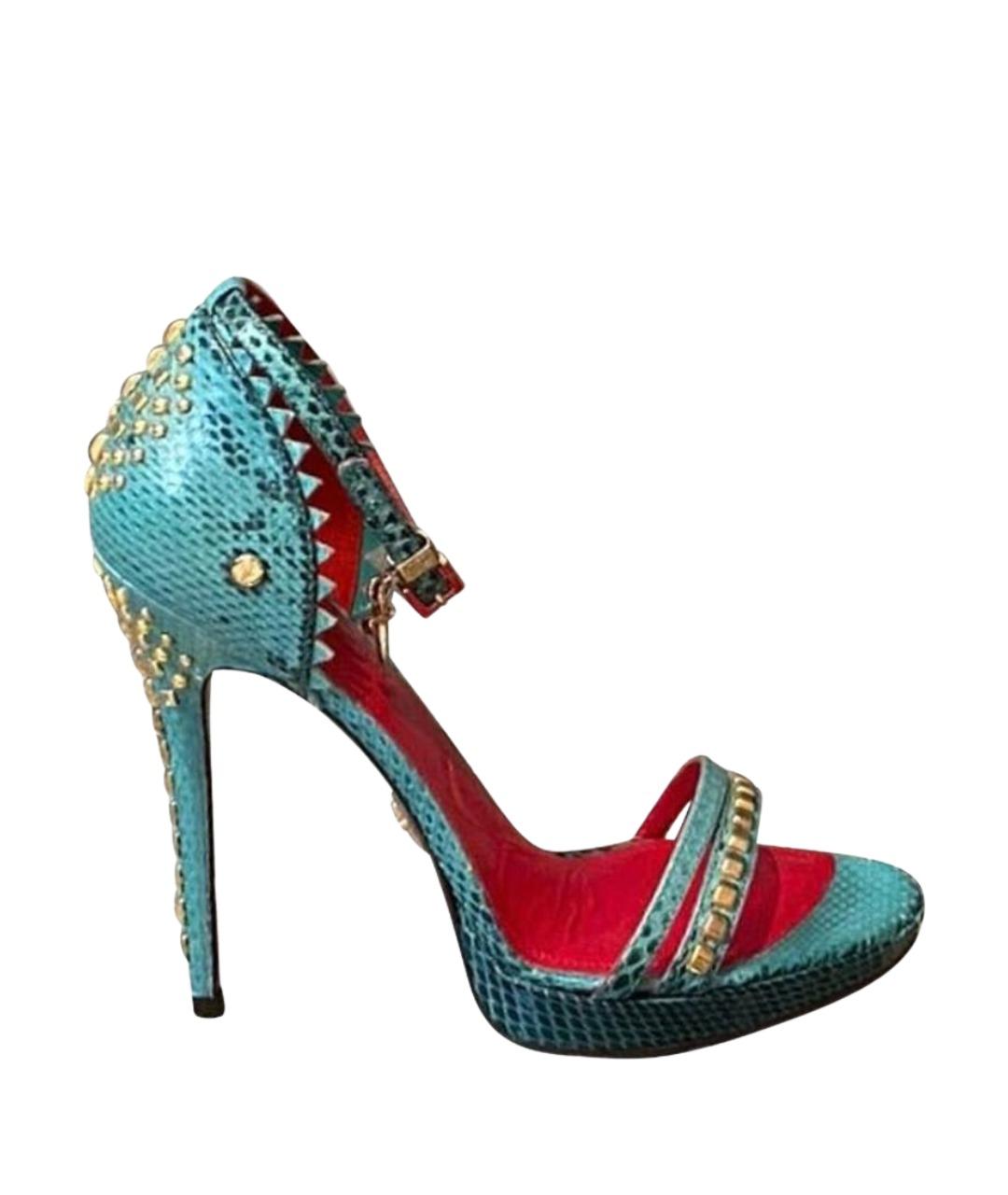 CESARE PACIOTTI Бирюзовые босоножки из экзотической кожи, фото 1