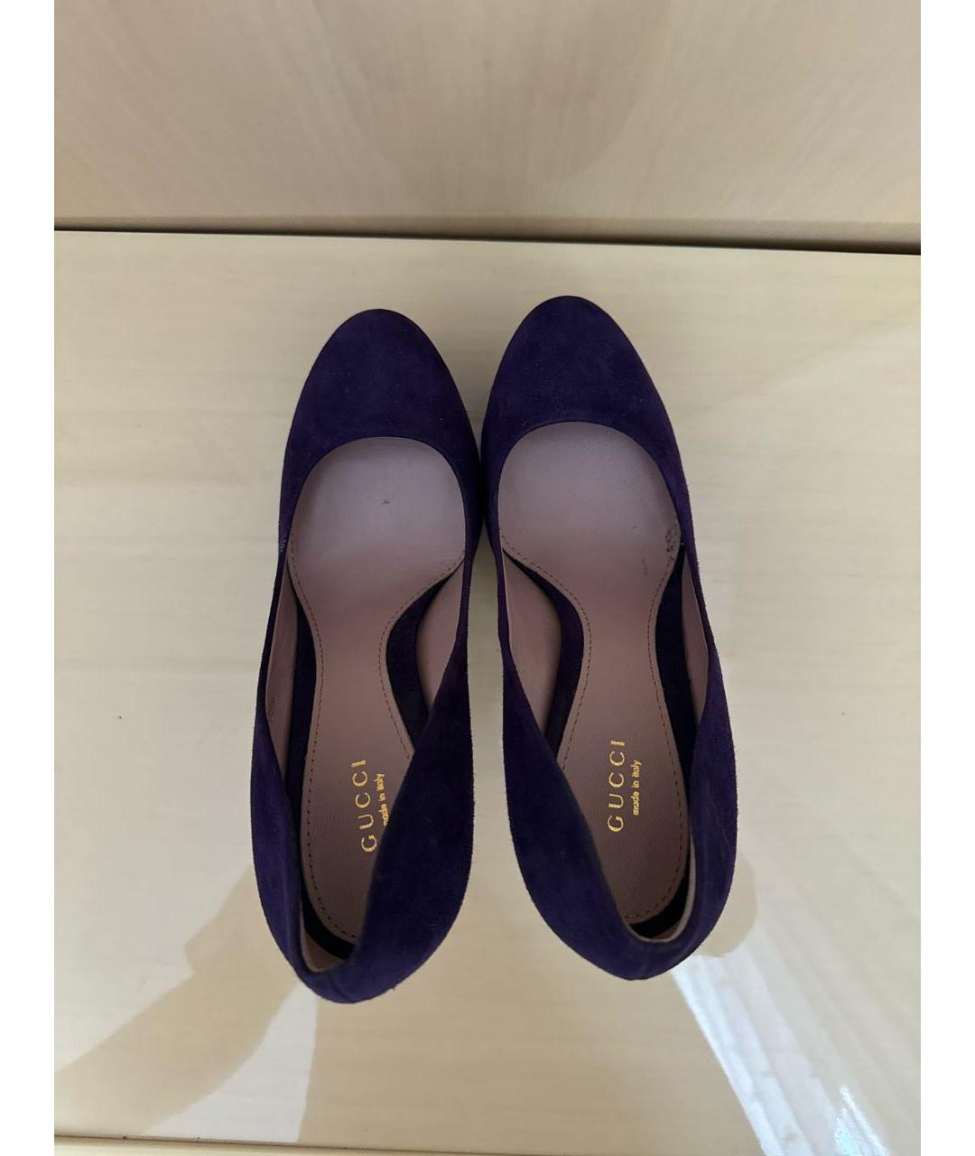 GUCCI Фиолетовые замшевые туфли, фото 3