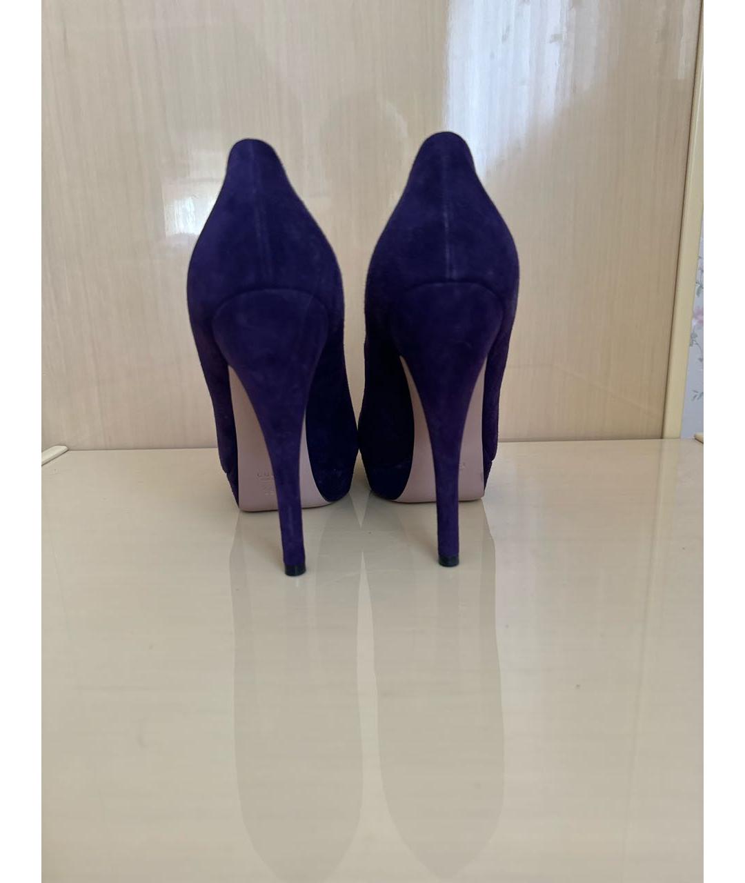 GUCCI Фиолетовые замшевые туфли, фото 4