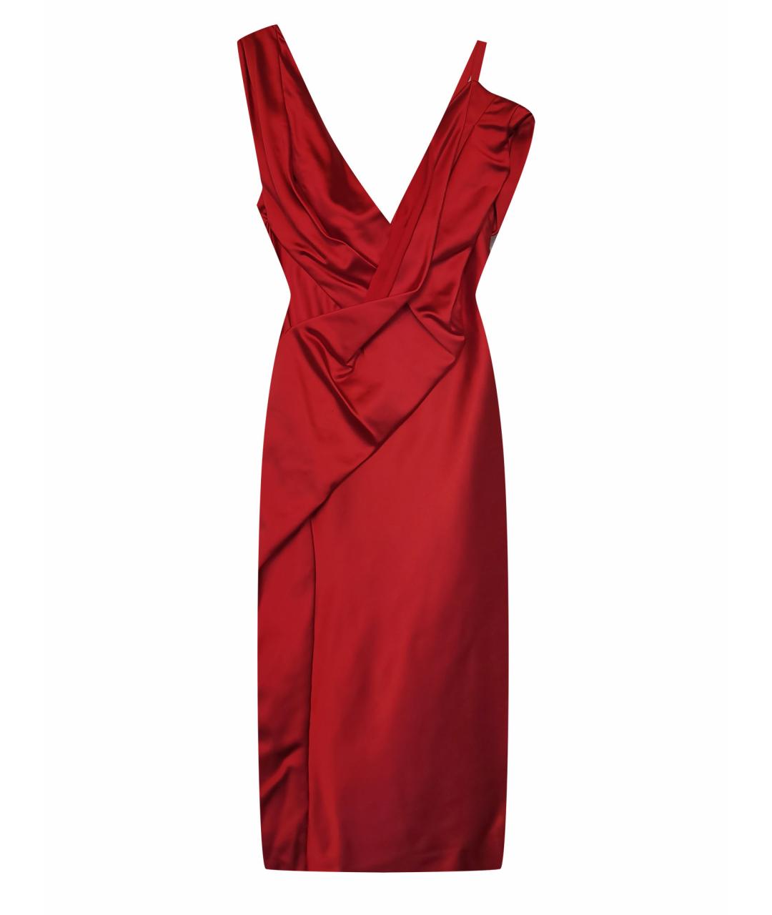 DONNA KARAN Красное вискозное коктейльное платье, фото 1