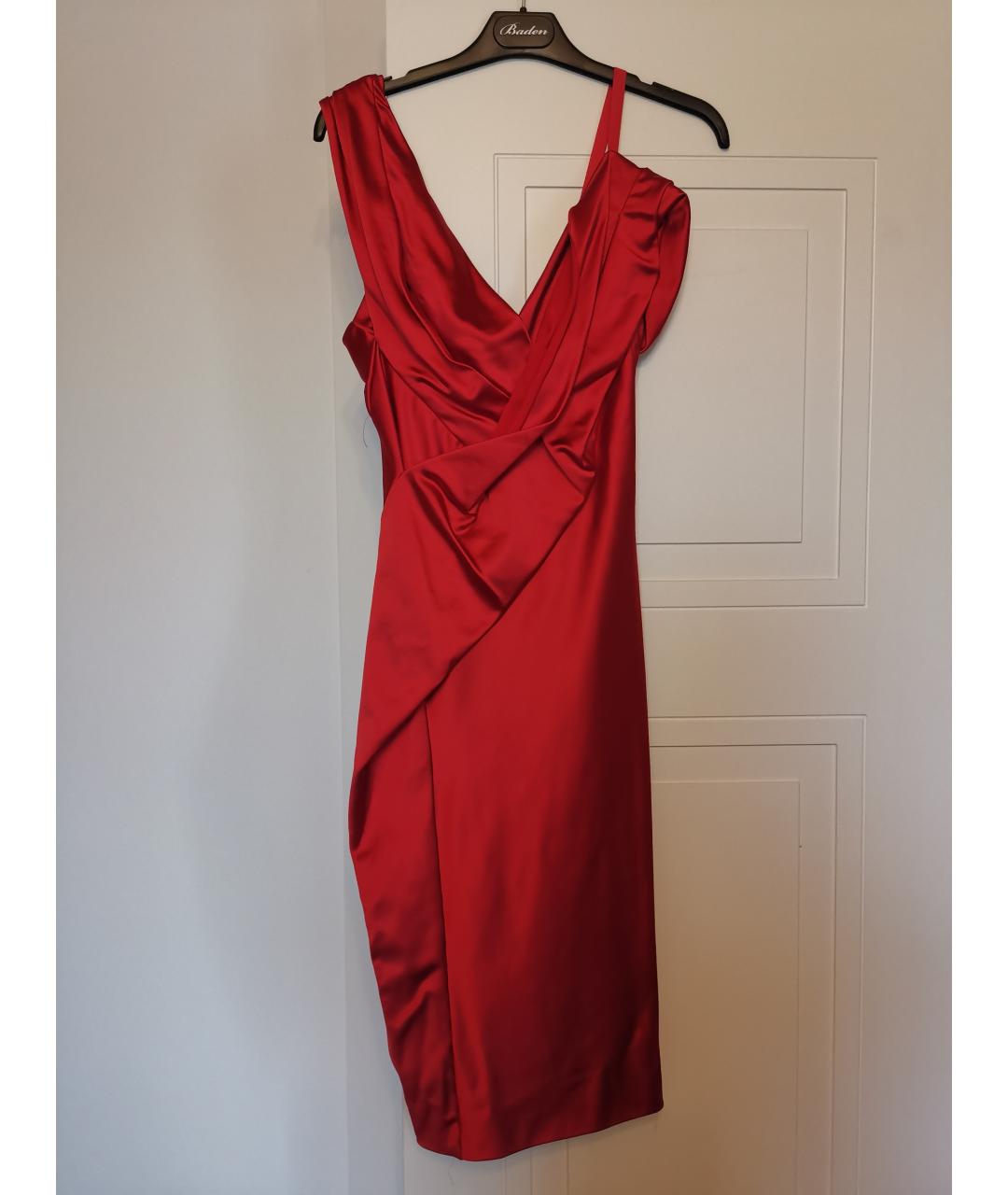 DONNA KARAN Красное вискозное коктейльное платье, фото 8