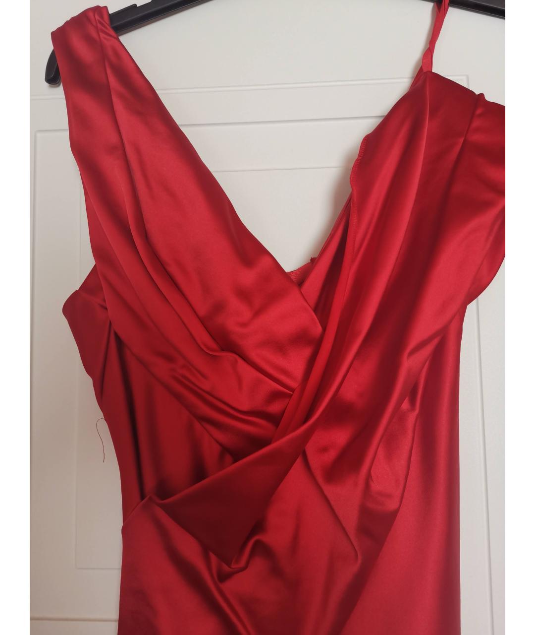 DONNA KARAN Красное вискозное коктейльное платье, фото 4