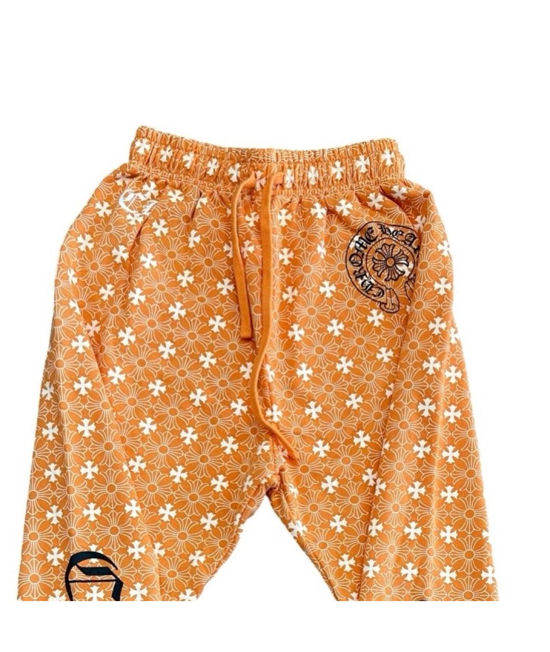 CHROME HEARTS Оранжевое хлопковые спортивные брюки и шорты, фото 2