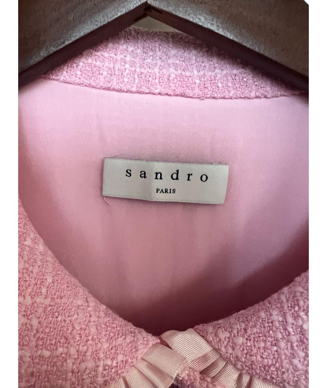 SANDRO Розовое твидовое повседневное платье, фото 3