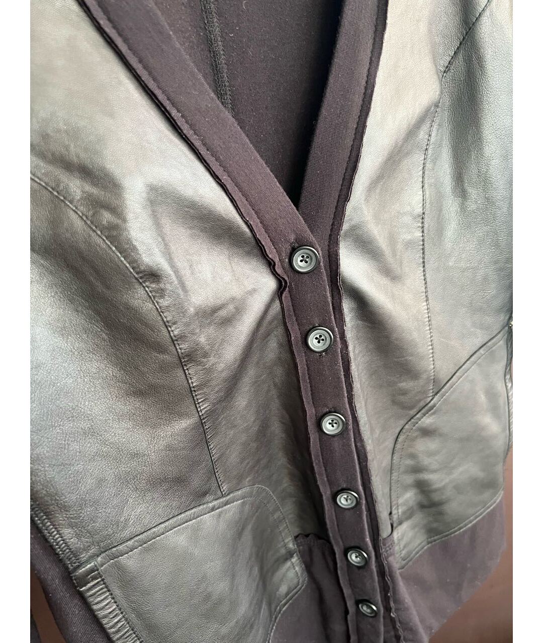ARMANI JEANS Черный кожаный жакет/пиджак, фото 7