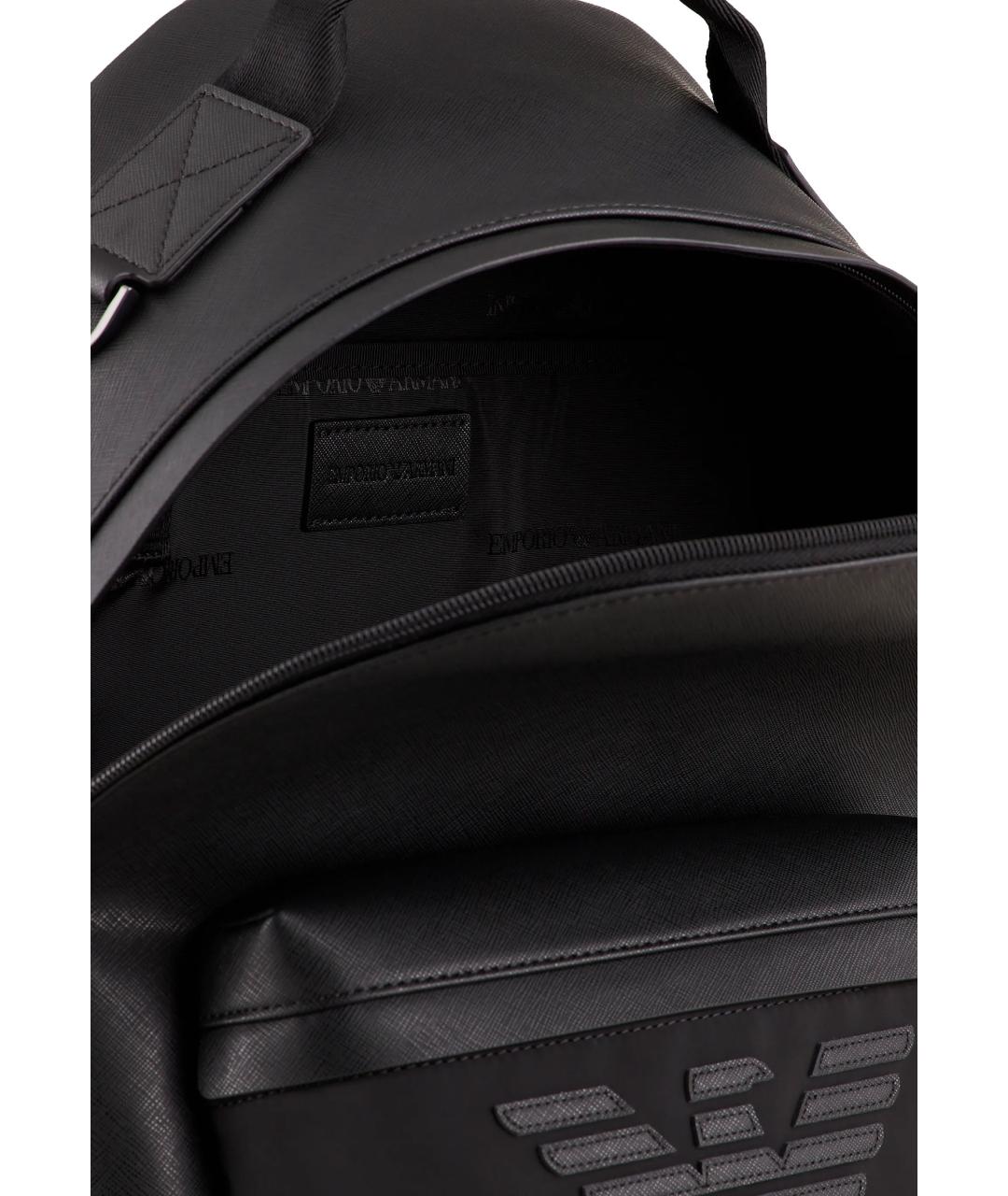 EMPORIO ARMANI Черный рюкзак из искусственной кожи, фото 4