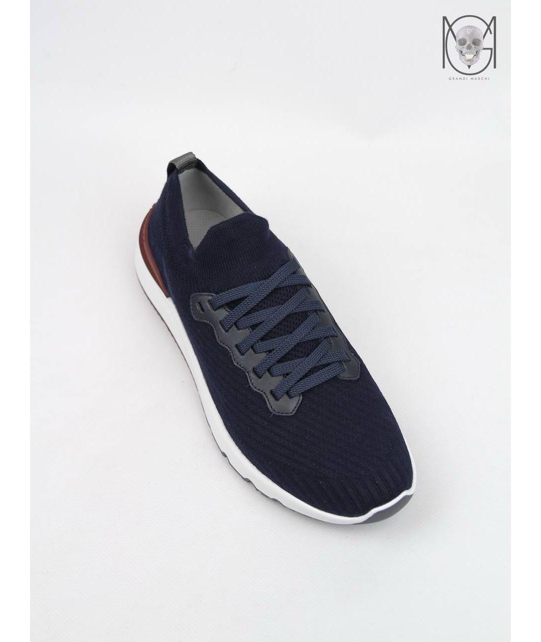 BRUNELLO CUCINELLI Темно-синие текстильные низкие кроссовки / кеды, фото 5