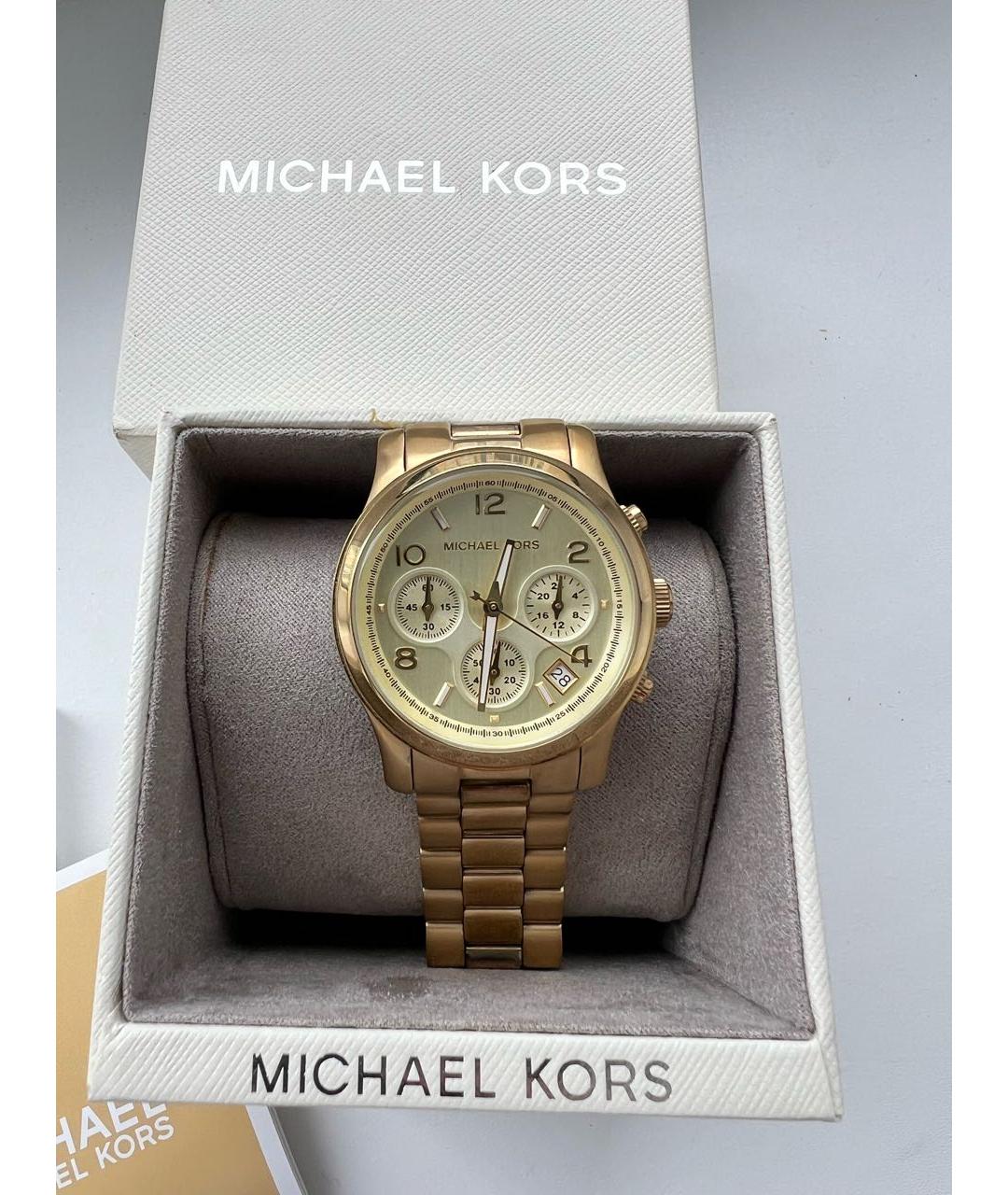 MICHAEL KORS Золотые металлические часы, фото 7