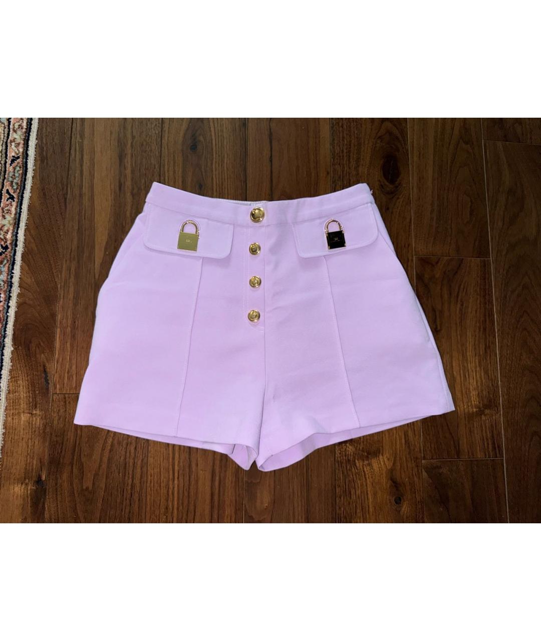 ELISABETTA FRANCHI Фиолетовые полиэстеровые шорты, фото 6
