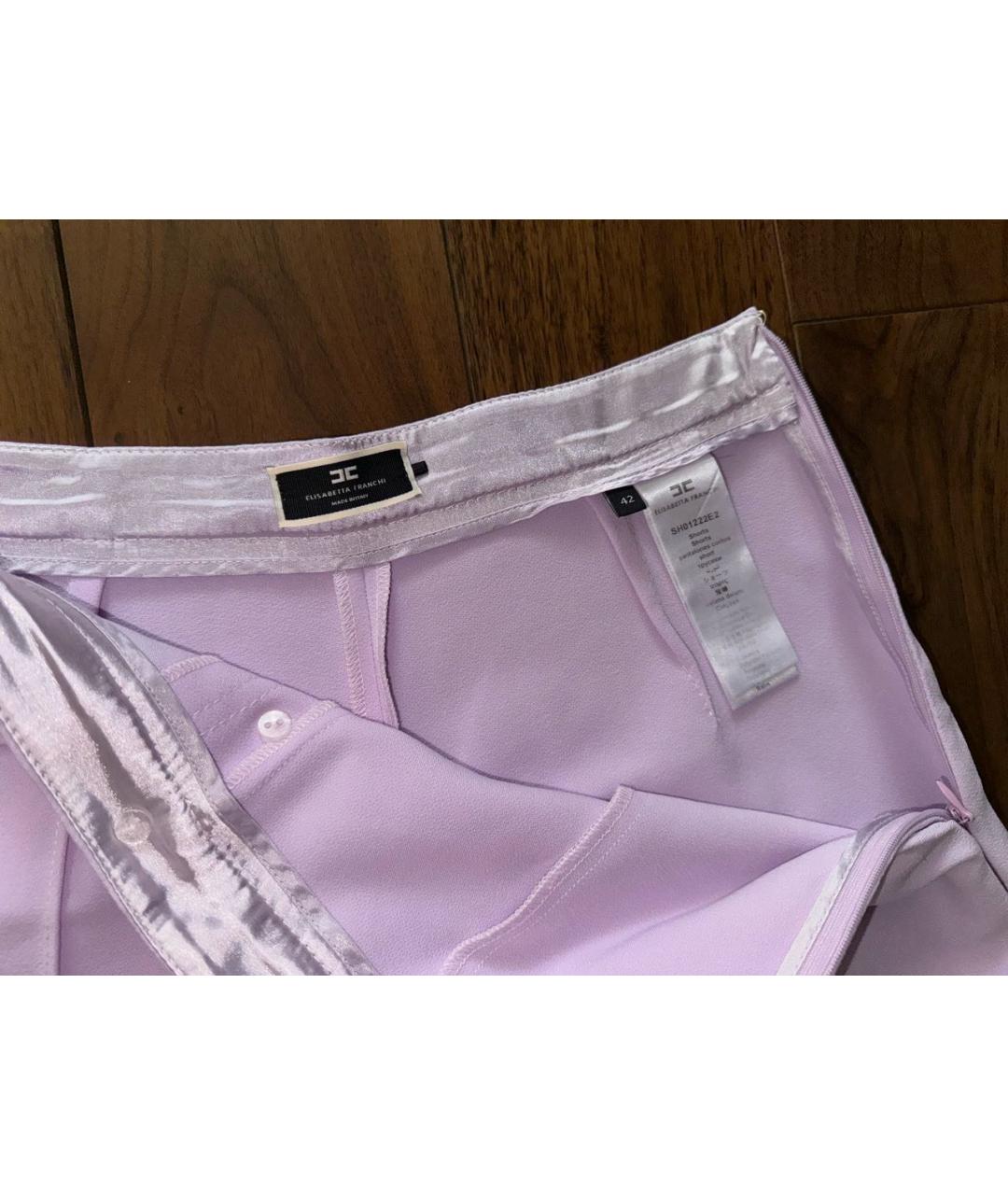 ELISABETTA FRANCHI Фиолетовые полиэстеровые шорты, фото 4