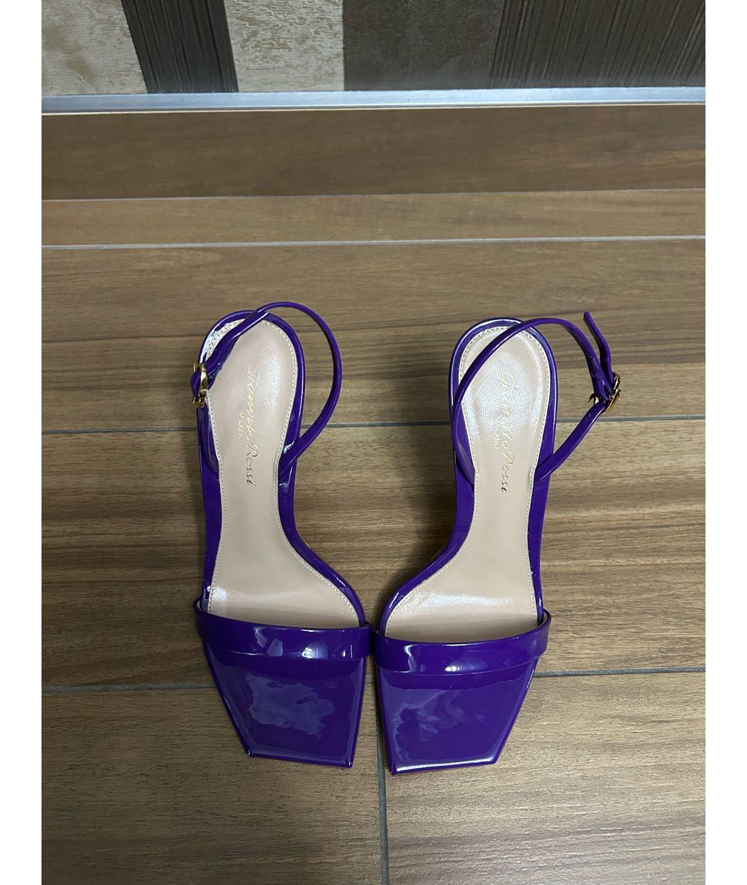 GIANVITO ROSSI Фиолетовые босоножки из лакированной кожи, фото 3